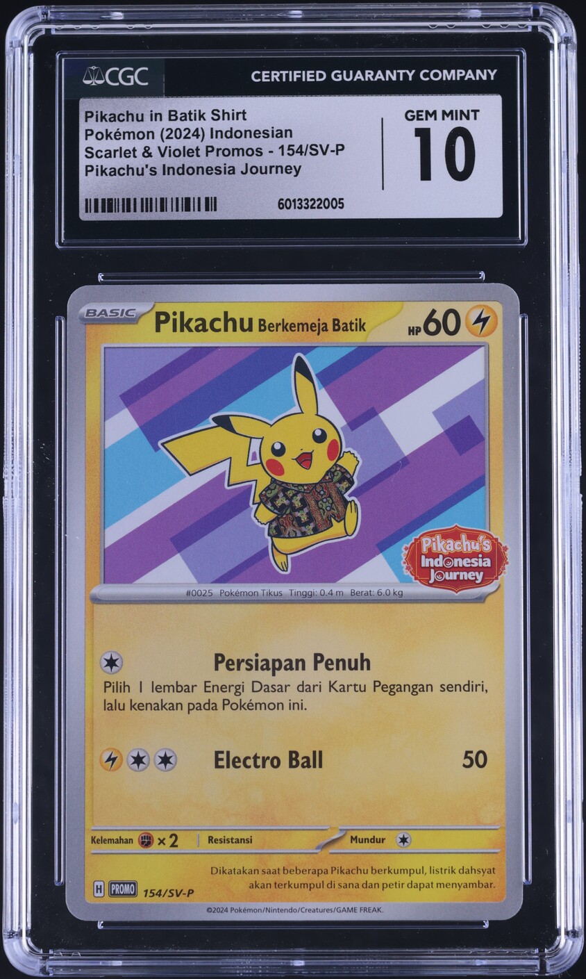 2024 POKEMON INDONESIAN SV-P PROMO #154 PIKACHU IN BATIK SHIRT PSA 10