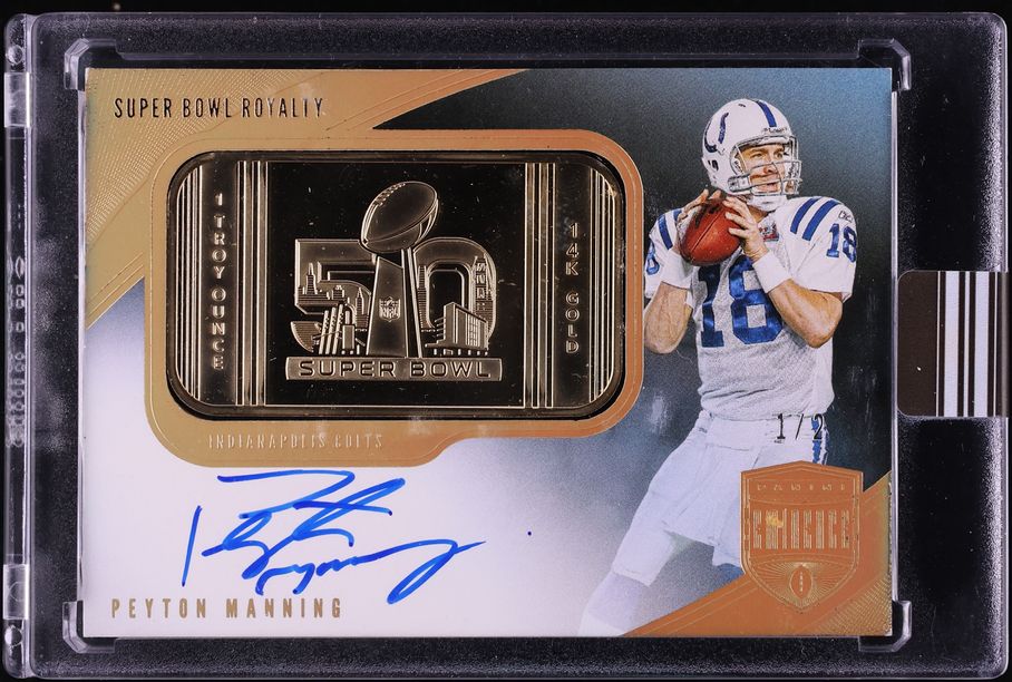 2021 Panini Eminence Super Bowl Royalty Gold Bar Peyton Manning RELIC AUTO 1/2 #SBR-PM