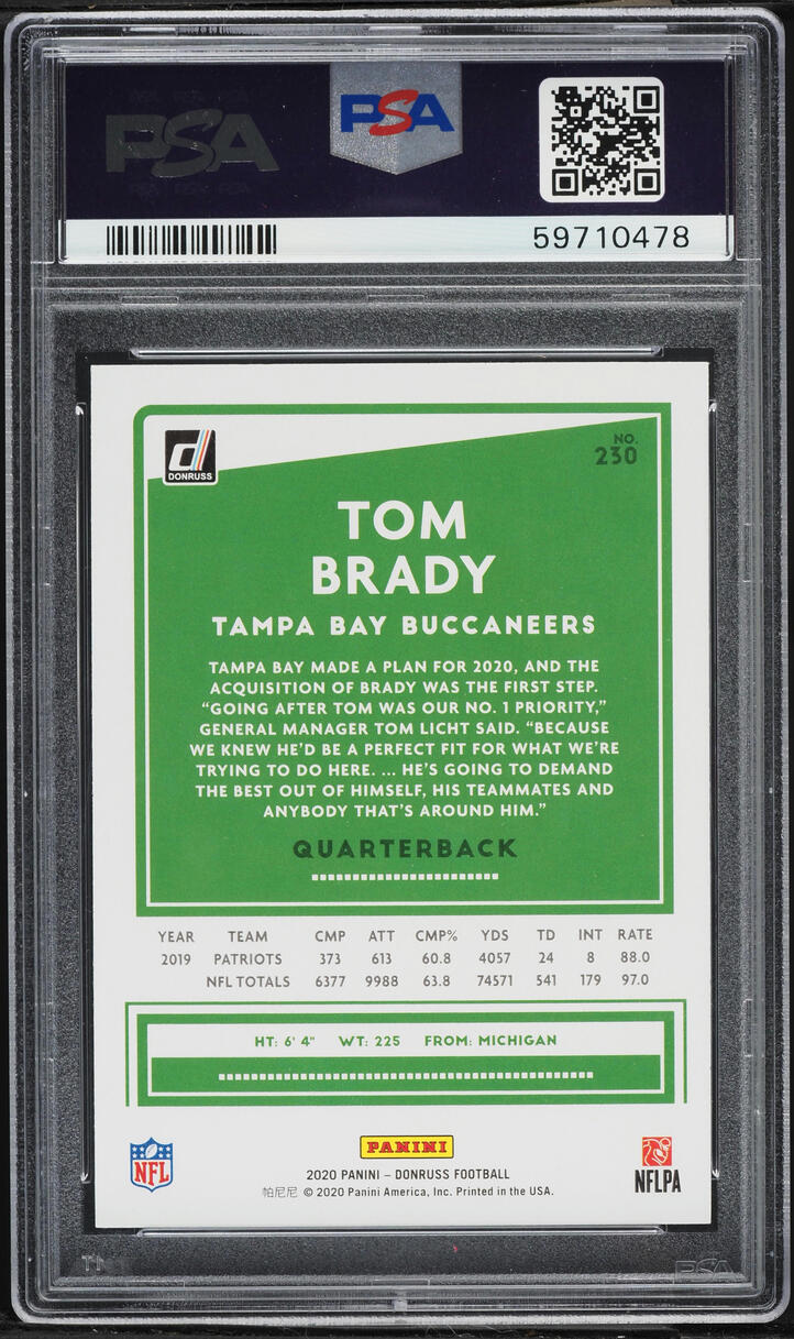 2020 Donruss Football Tom Brady #230 PSA 9 MINT
