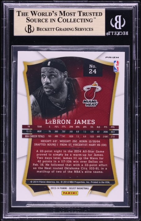 2013 Select Prizm LeBron James #24 BGS 9.5 GEM MINT - Photo 2