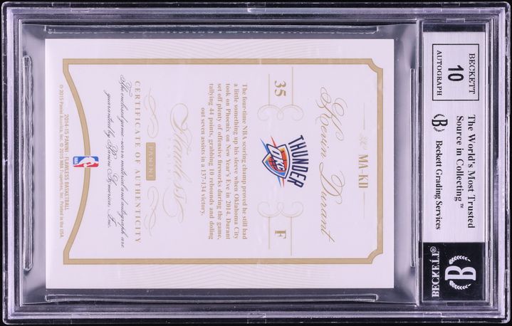 2014 Panini Flawless Momentous Memorabilia Kevin Durant PATCH AUTO /20 #MA-KD BGS 9 MINT - Photo 2