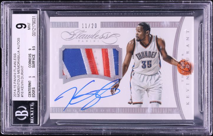 2014 Panini Flawless Momentous Memorabilia Kevin Durant PATCH AUTO /20 #MA-KD BGS 9 MINT