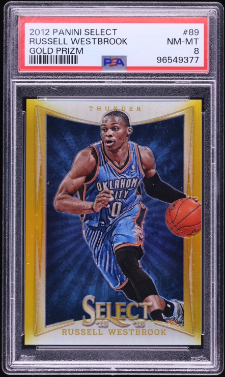 2012 Select Gold Prizm Russell Westbrook /10 #89 PSA 8 NM-MT
