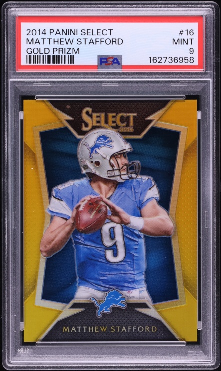 2014 Select Gold Prizm Matthew Stafford /10 #16 PSA 9 MINT