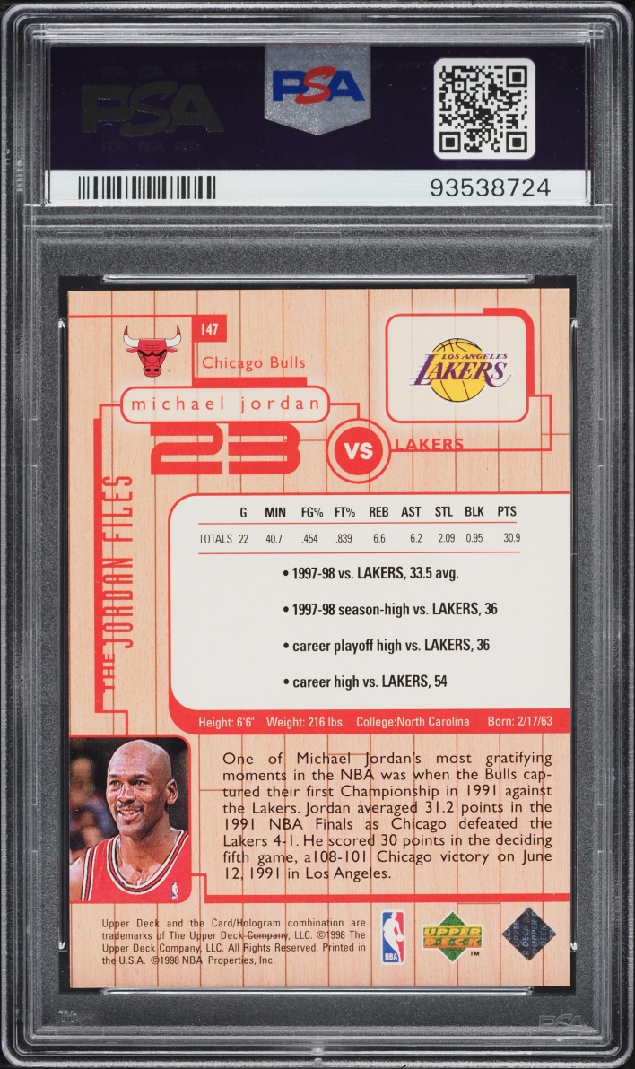 1998 UD MJ Living Legend The Jordan Files Michael Jordan w/ Kobe Bryant #147 PSA 10 GEM MINT