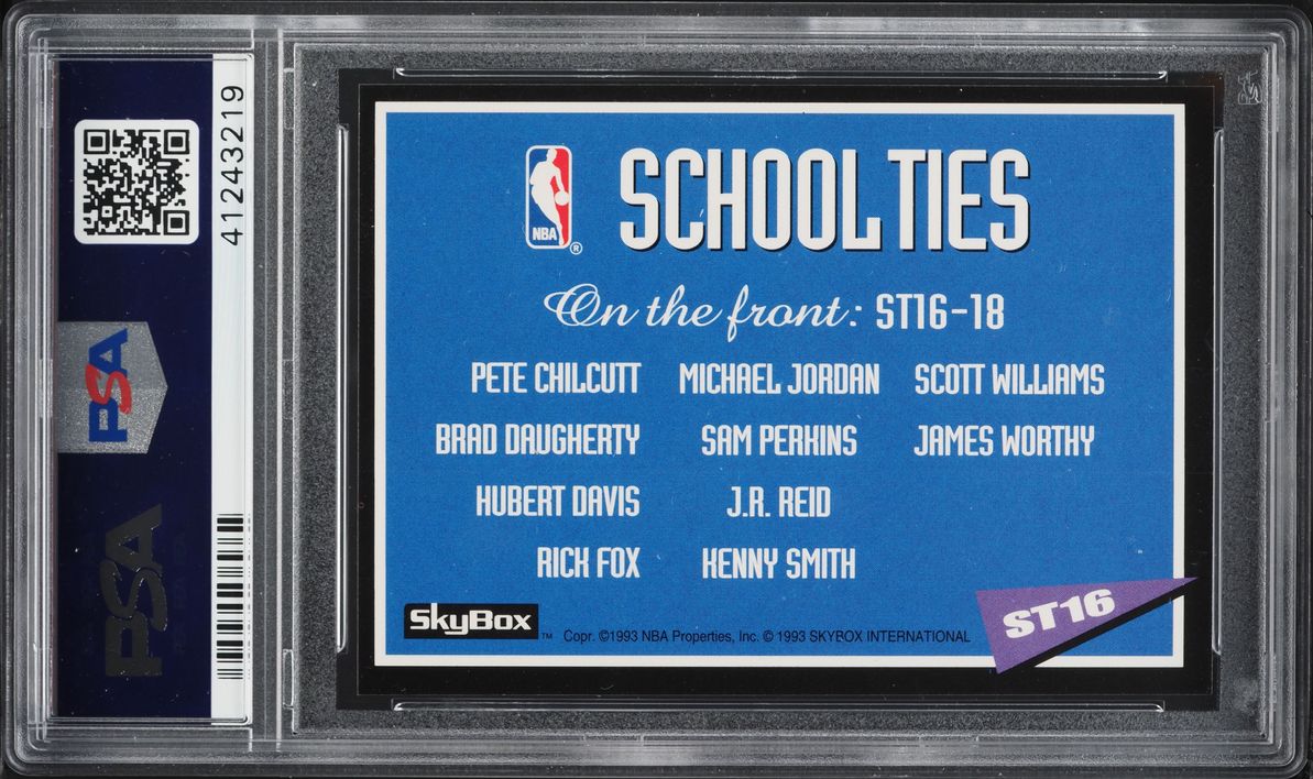 1992 Skybox School Ties Michael Jordan James Worthy Sam Perkins #ST16 PSA 10 GEM MINT