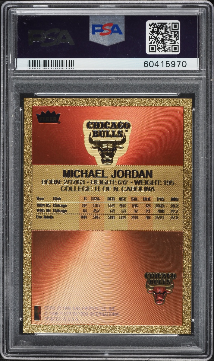 1996 Fleer 23KT Gold Holographic Foil Michael Jordan PSA 10 GEM MINT
