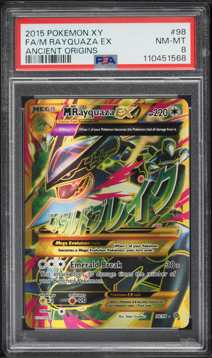 2015 Pokemon XY Ancient Origins Full Art M Rayquaza EX #98 PSA 8 NM-MT
