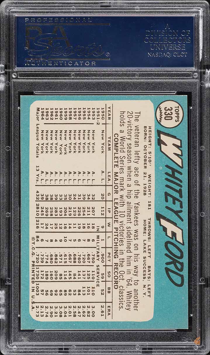 1965 Topps Whitey Ford #330 PSA 8.5 NM-MT+
