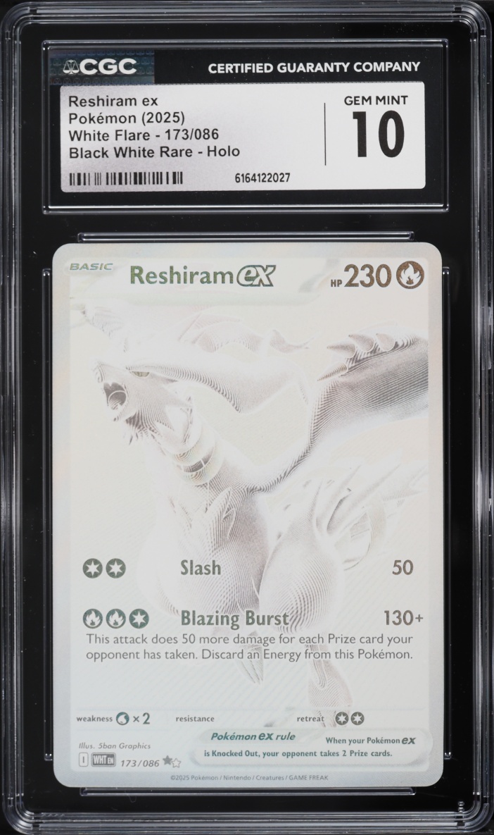 2025 Pokemon Scarlet & Violet White Flare BWR Reshiram ex #173 CGC 10 GEM MINT