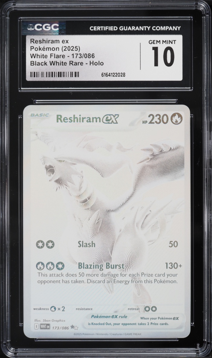 2025 Pokemon Scarlet & Violet White Flare BWR Reshiram ex #173 CGC 10 GEM MINT