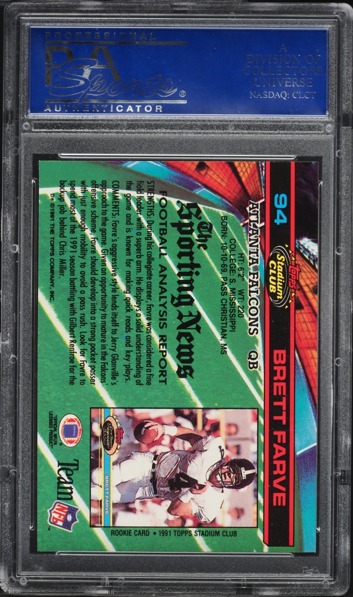 1991 Stadium Club Football Brett Favre ROOKIE #94 PSA 10 GEM MINT