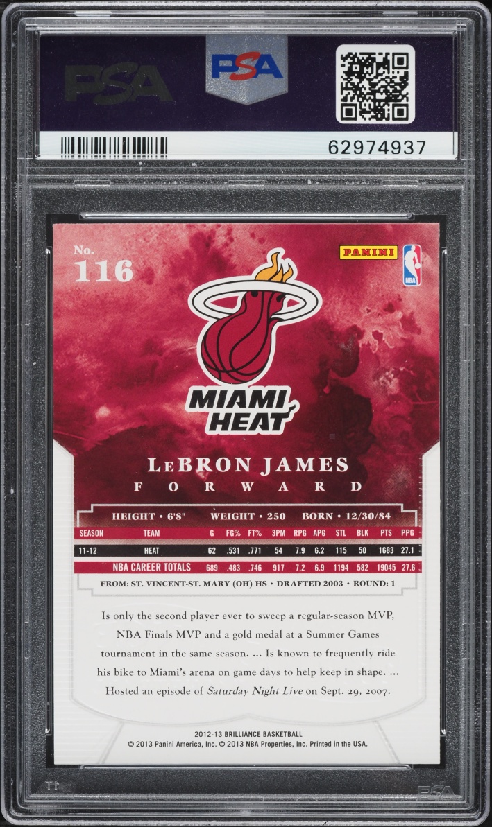 2012 Panini Brilliance LeBron James #116 PSA 10 GEM MINT