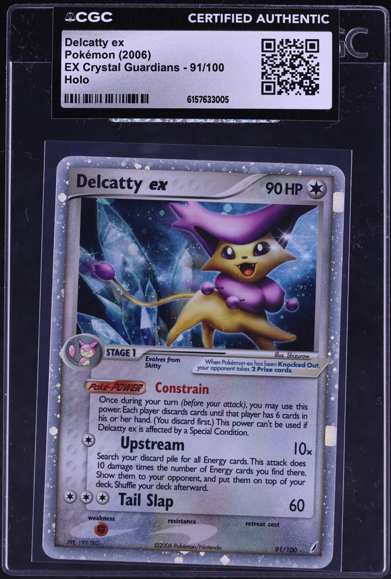 2006 Pokemon EX Crystal Guardians Holo Delcatty ex #91 CGC AUTH
