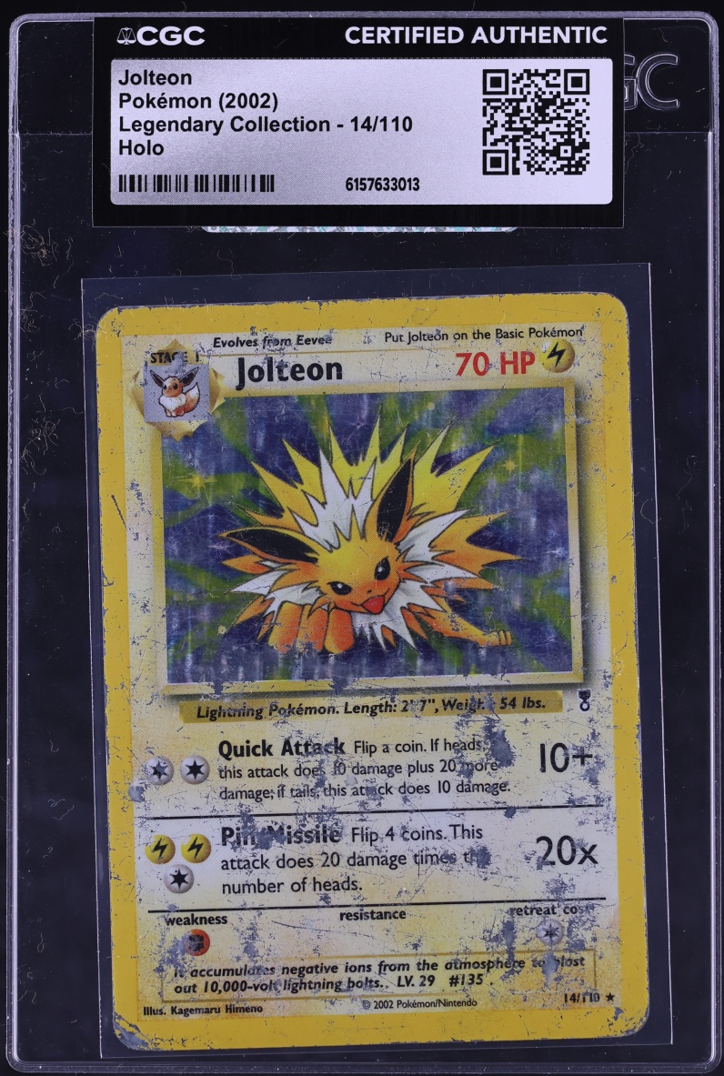 2002 Pokemon Legendary Collection Holo Jolteon #14 CGC AUTH