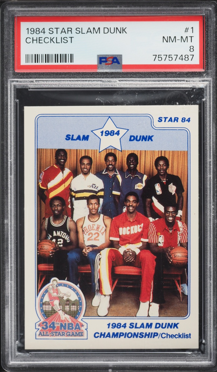 1984 Star Slam Dunk Checklist #1 PSA 8 NM-MT