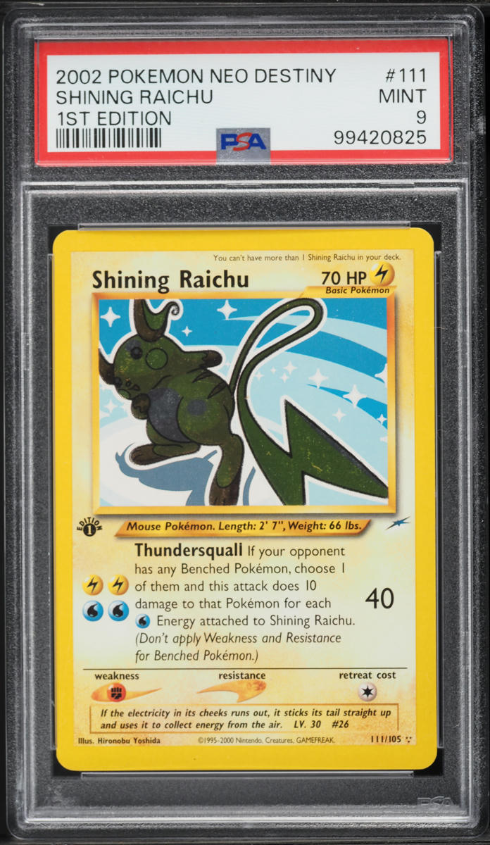 2002 Pokemon Neo Destiny 1st Edition Shining Raichu #111 PSA 9 MINT