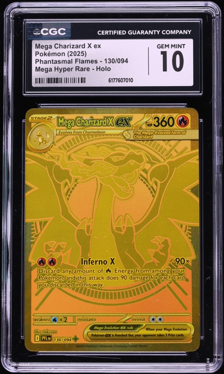 2025 Pokemon Mega Evolution Phantasmal Flames MHR Mega Charizard X ex #130 CGC 10 GEM MINT