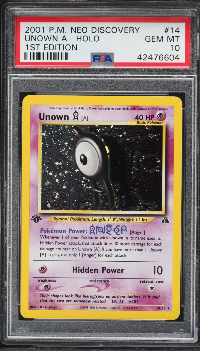 2001 Pokemon Neo Discovery 1st Edition Holo Unown A #14 PSA 10 GEM MINT