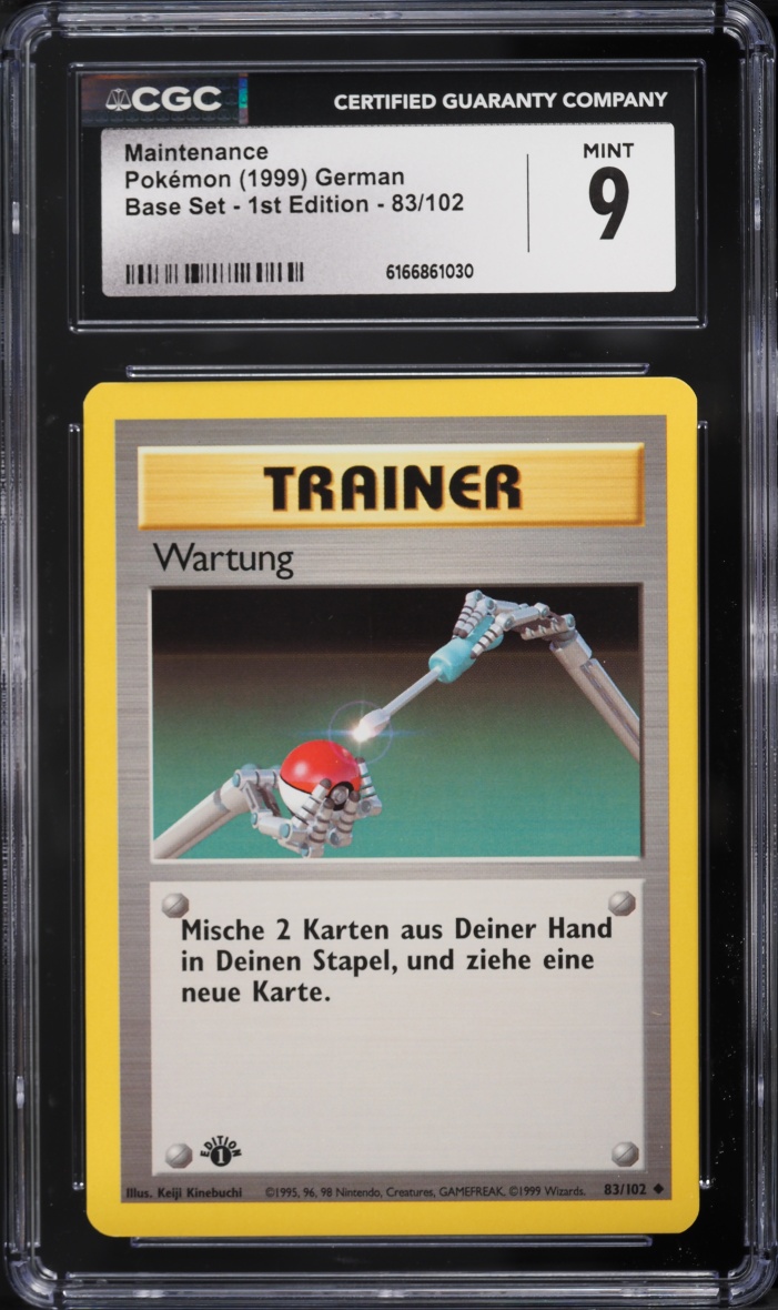 1999 Pokemon German Base Set 1st Edition Maintenance #83 CGC 9 MINT