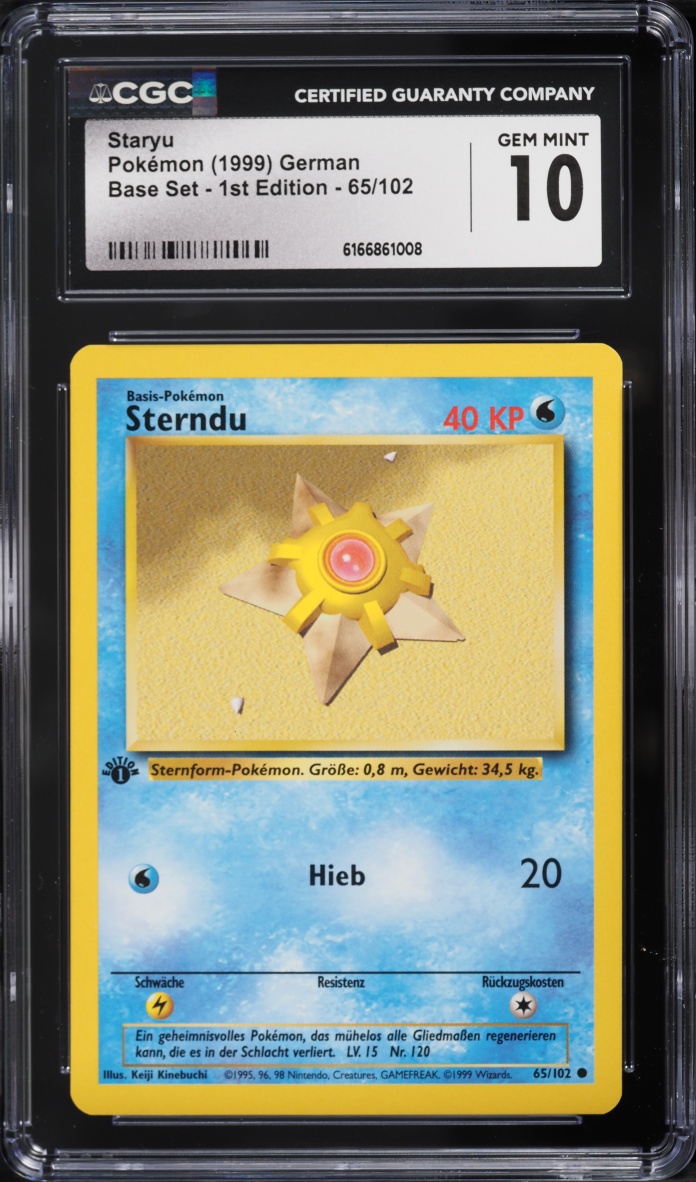 1999 Pokemon German Base Set 1st Edition Staryu #65 CGC 10 GEM MINT