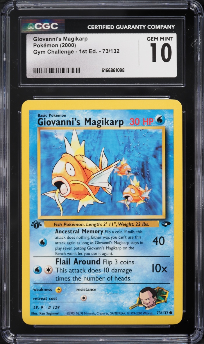 2000 Pokemon Gym Challenge 1st Edition Giovanni's Magikarp #73 CGC 10 GEM MINT