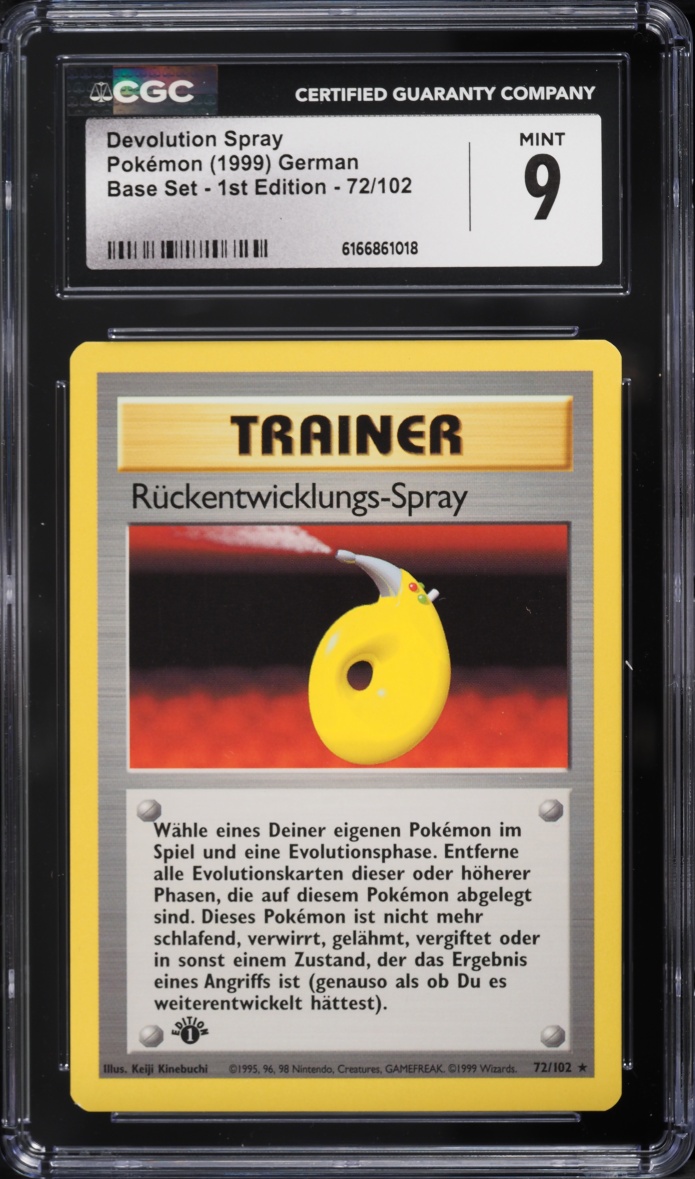 1999 Pokemon German Base Set 1st Edition Devolution Spray #72 CGC 9 MINT