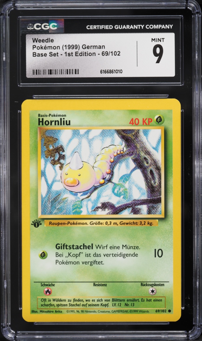 1999 Pokemon German Base Set 1st Edition Weedle #69 CGC 9 MINT