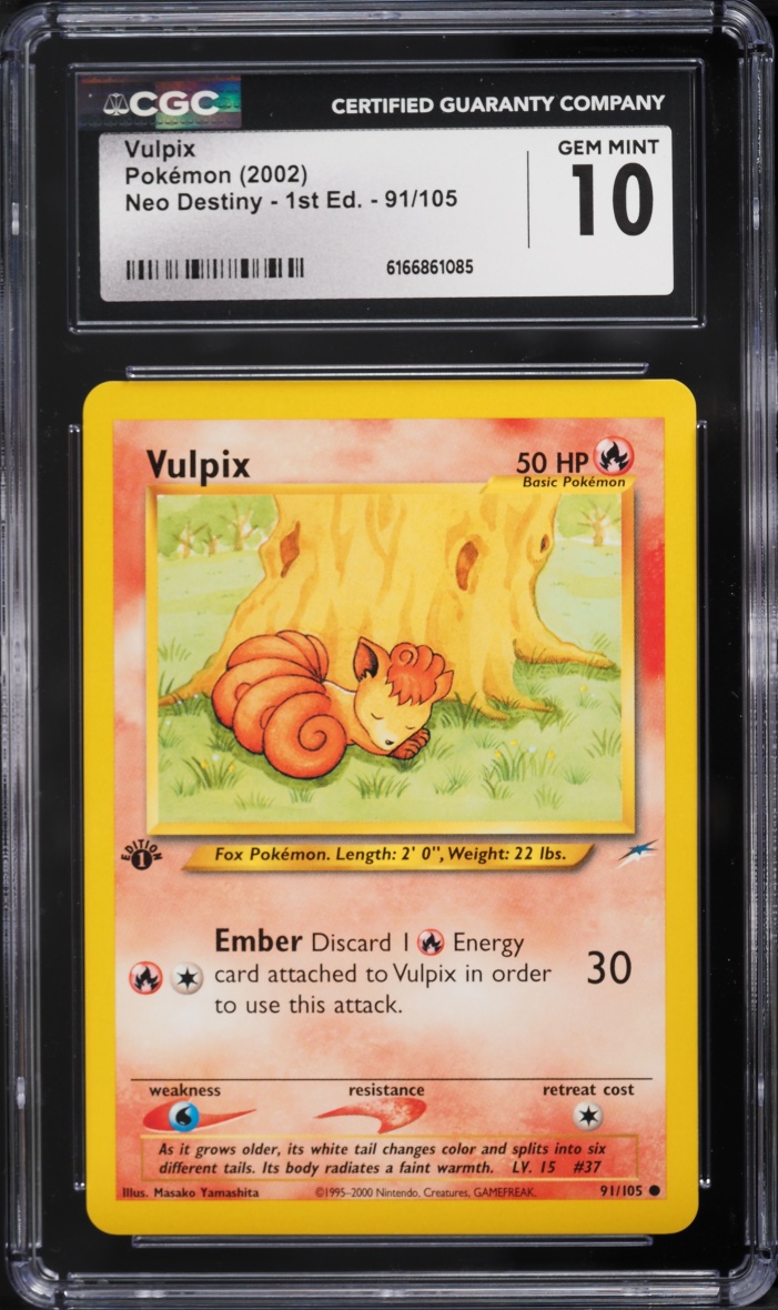 2002 Pokemon Neo Destiny 1st Edition Vulpix #91 CGC 10 GEM MINT