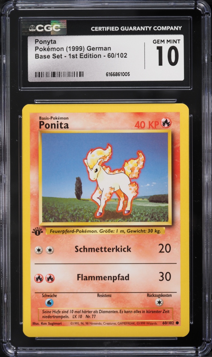 1999 Pokemon German Base Set 1st Edition Ponyta #60 CGC 10 GEM MINT