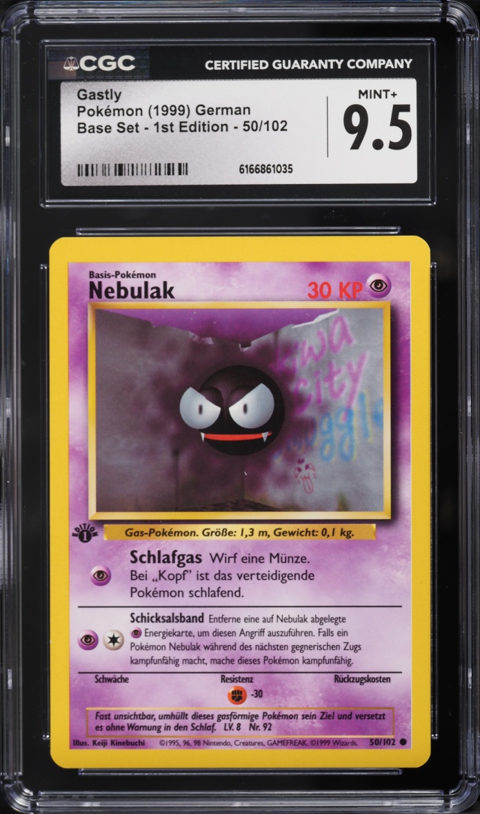 1999 Pokemon German Base Set 1st Edition Gastly #50 CGC 9.5 MINT+