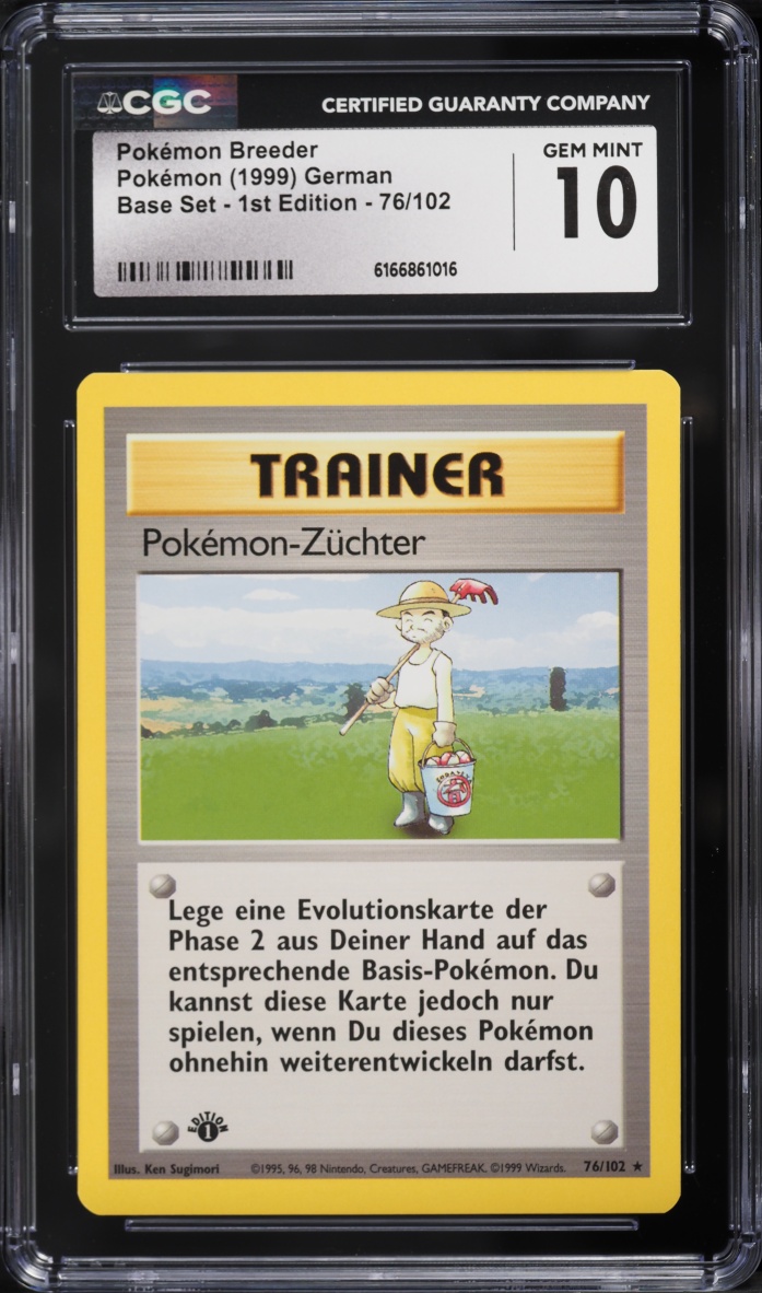 1999 Pokemon German Base Set 1st Edition Pokemon Breeder #76 CGC 10 GEM MINT