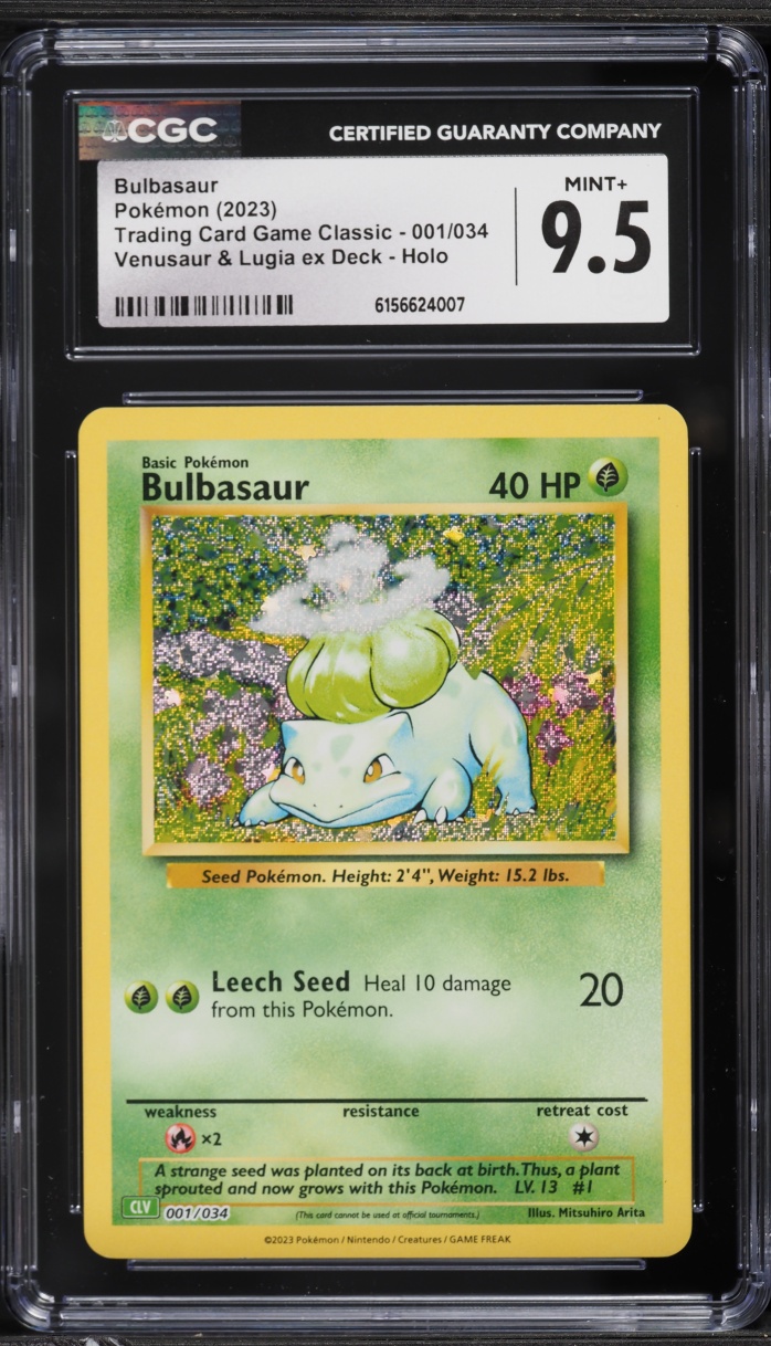 2023 Pokemon TCG Classic Collection Holo Bulbasaur #1 CGC 9.5 MINT+
