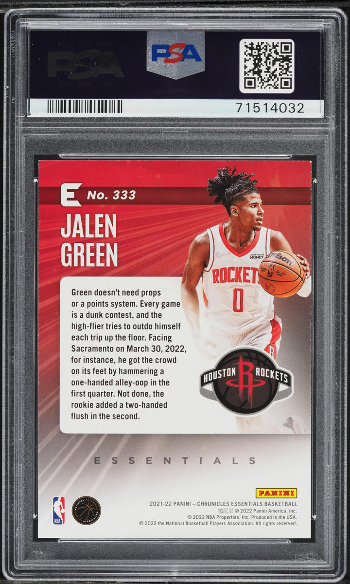 2021 Panini Chronicles Jalen Green ROOKIE #333 PSA 8 NM-MT