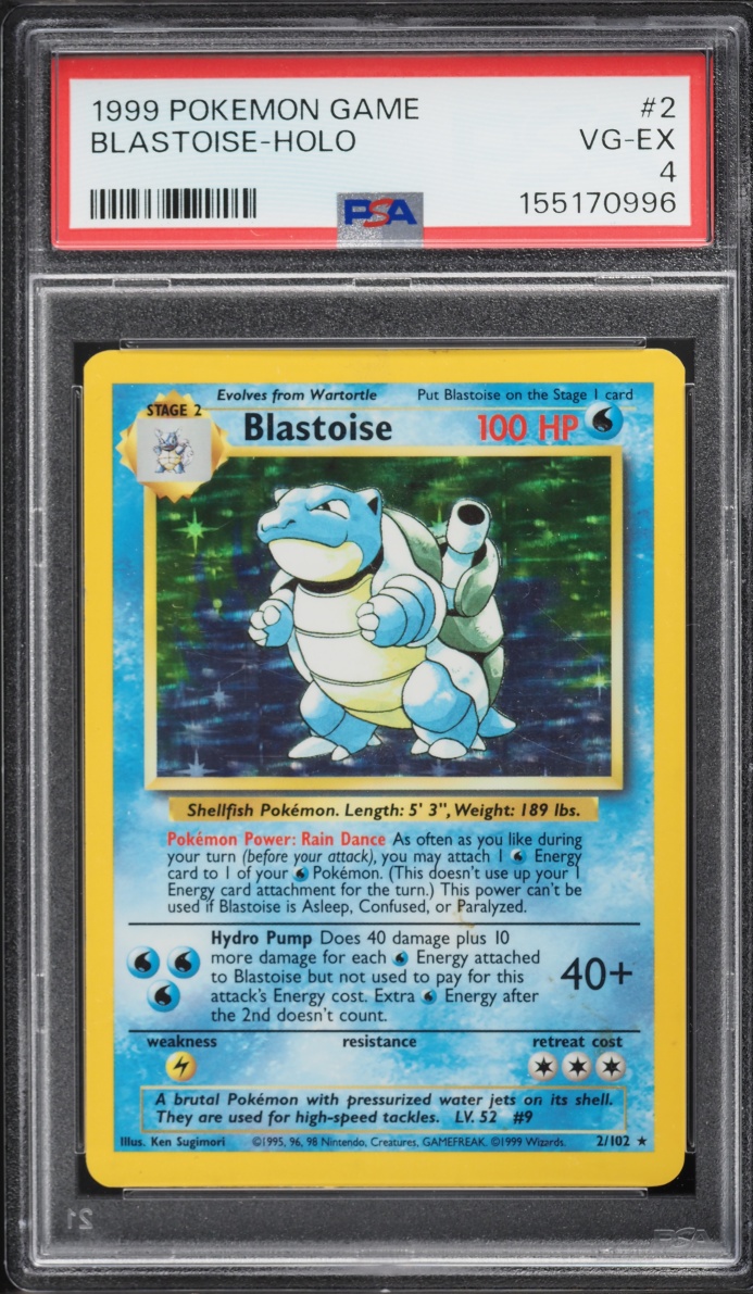 1999 Pokemon Base Set Holo Blastoise #2 PSA 4 VGEX