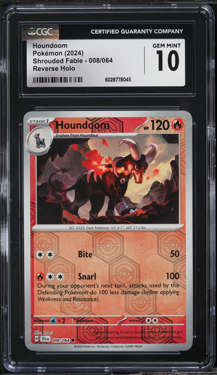 2024 Pokemon SV Shrouded Fable Reverse Holo Houndoom #8 CGC 10 GEM MINT