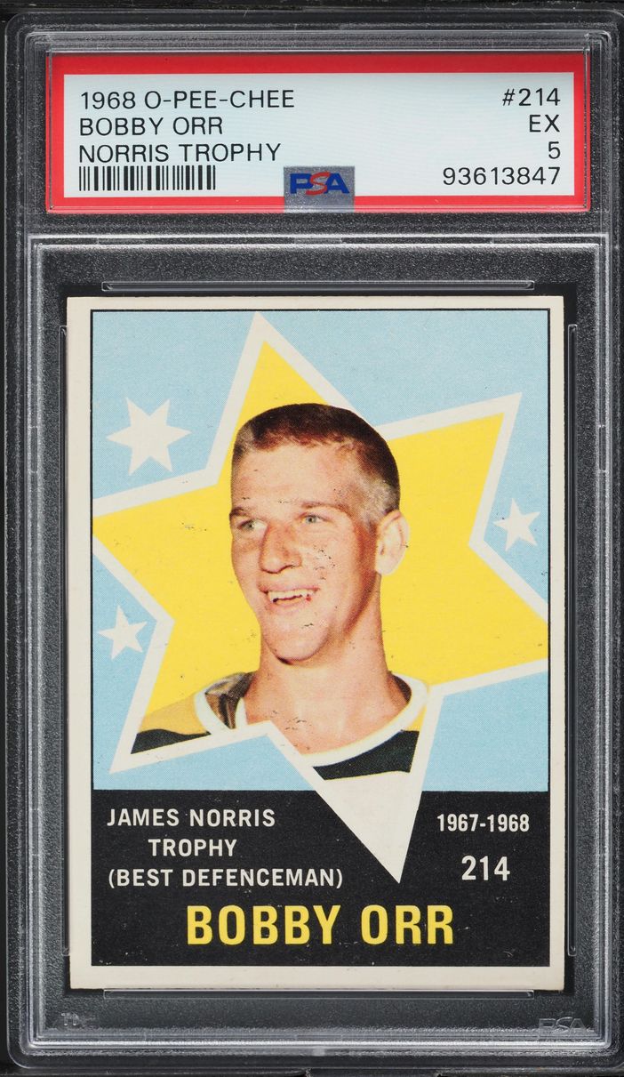 1968 O-Pee-Chee Hockey Bobby Orr NORRIS TROPHY #214 PSA 5 EX