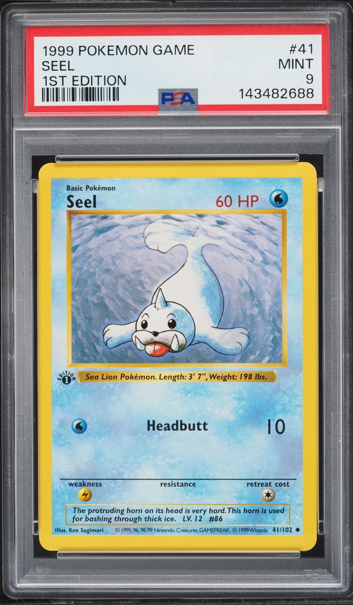 1999 Pokemon Base Set Shadowless 1st Edition Seel #41 PSA 9 MINT