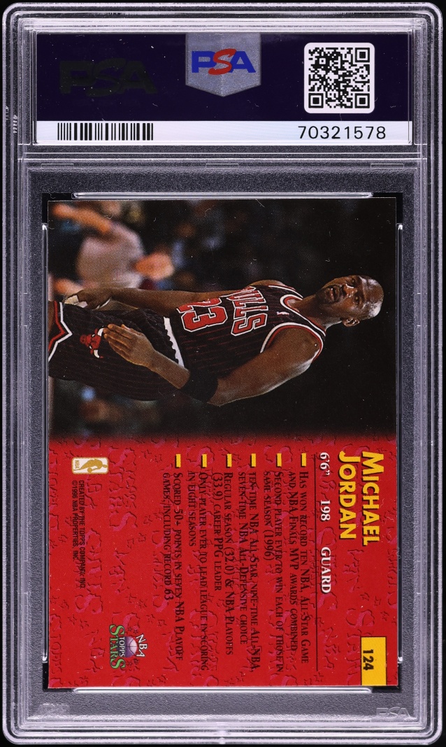 1996 Topps NBA Stars Michael Jordan #124 PSA 9 MINT