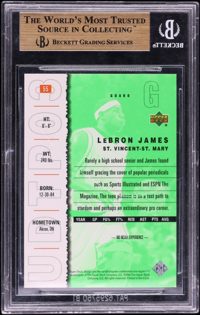 2003 Upper Deck Top Prospects LeBron James ROOKIE #55 BGS 9.5 GEM MINT