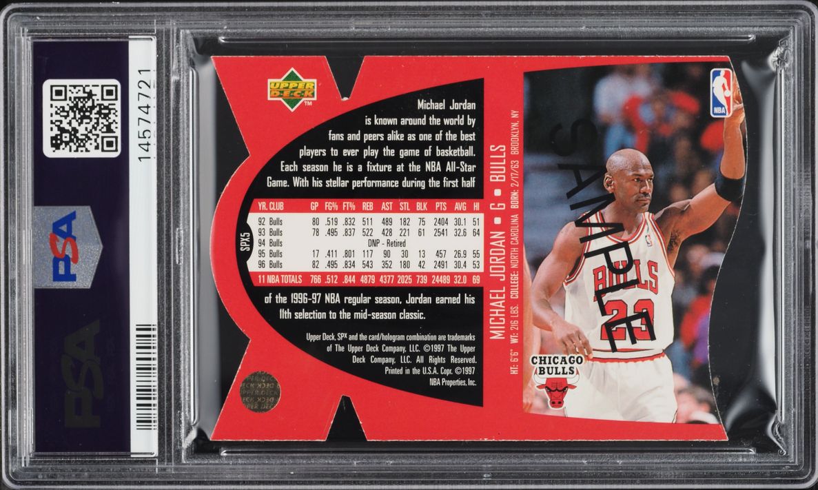 1997 SPx Sample Die-Cut Michael Jordan #5 PSA 10 GEM MINT