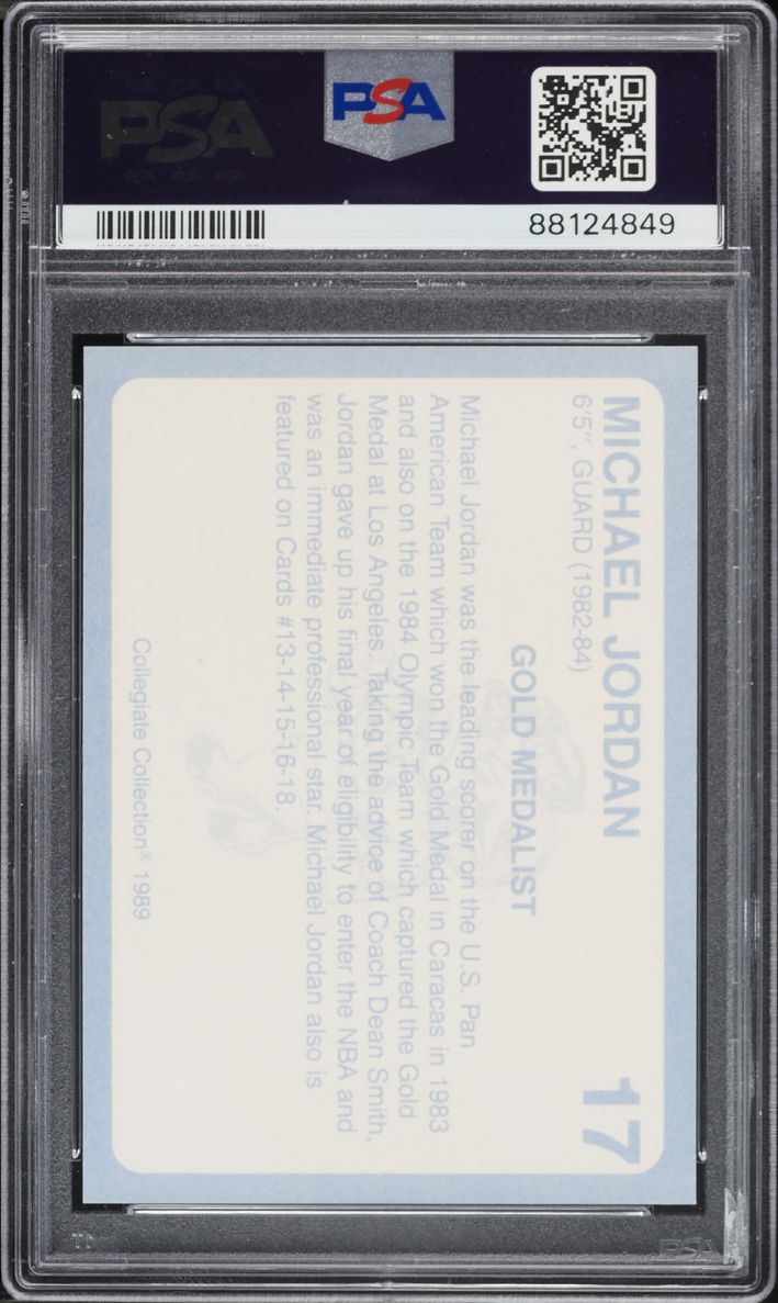 1989 Collegiate Collection North Carolina Gold Michael Jordan #17 PSA 10 GEM MINT