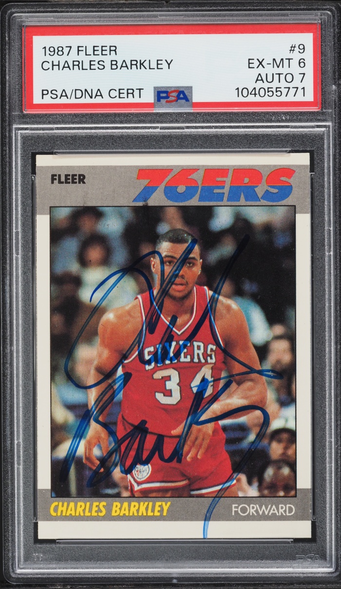 1987 Fleer Basketball Charles Barkley AUTO DNA 7 #9 PSA 6 EXMT