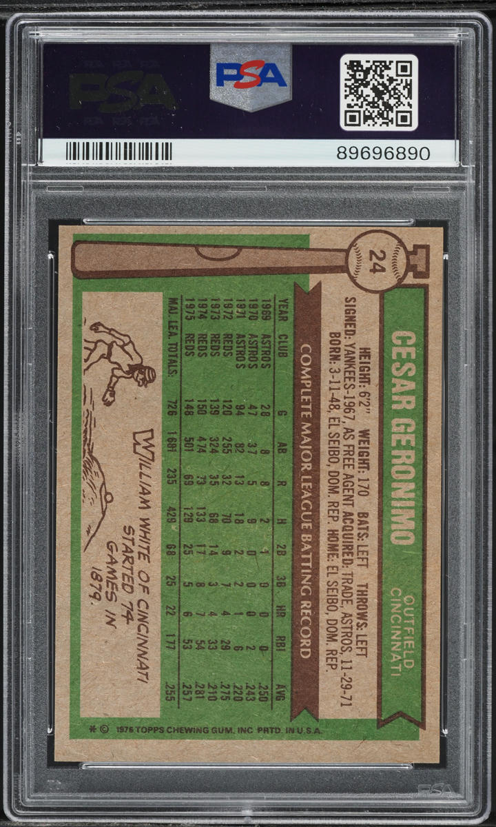 1976 Topps Cesar Geronimo #24 PSA 9 MINT