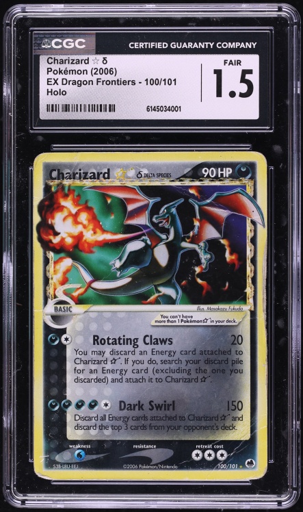 2006 Pokemon EX Dragon Frontiers Holo Charizard Gold Star #100 CGC 1.5 FR