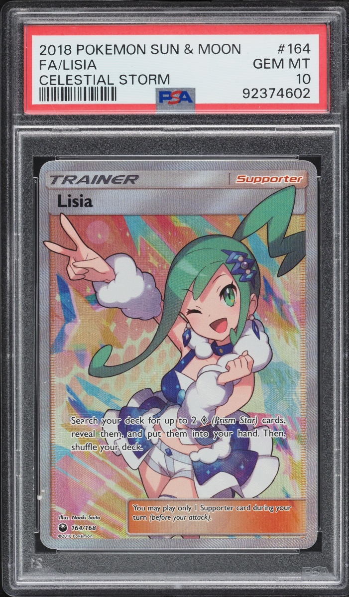 2018 Pokemon Sun & Moon Celestial Storm Full Art Lisia #164 PSA 10 GEM MINT