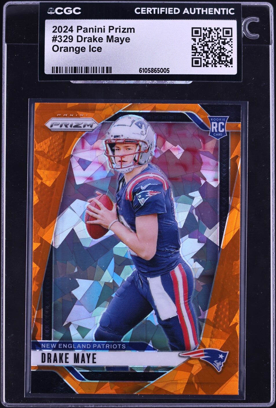 2024 Panini Prizm Orange Ice Drake Maye ROOKIE #329 CGC AUTH