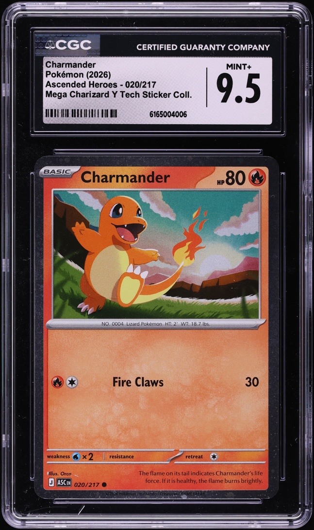 2026 Pokemon Mega Evolution Ascended Heroes Tech Sticker Charmander #20 CGC 9.5 MINT+