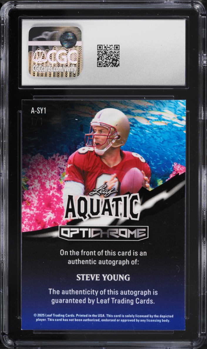 2025 Leaf Optichrome Aquatic Coral Reef Crystal Steve Young AUTO 1/1 #A-SY1 CGC 10 GEM MINT