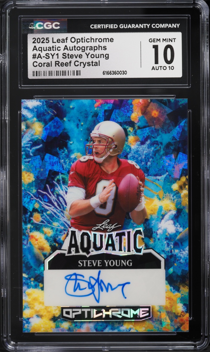 2025 Leaf Optichrome Aquatic Coral Reef Crystal Steve Young AUTO 1/1 #A-SY1 CGC 10 GEM MINT